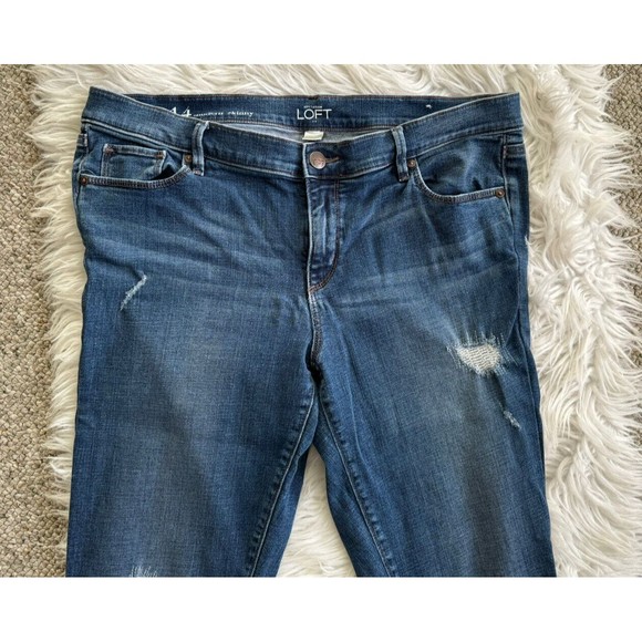 Loft Denim Jeans Size 14 Modern Skinny Distressed Stretch Ann Taylor - Picture 10 of 12